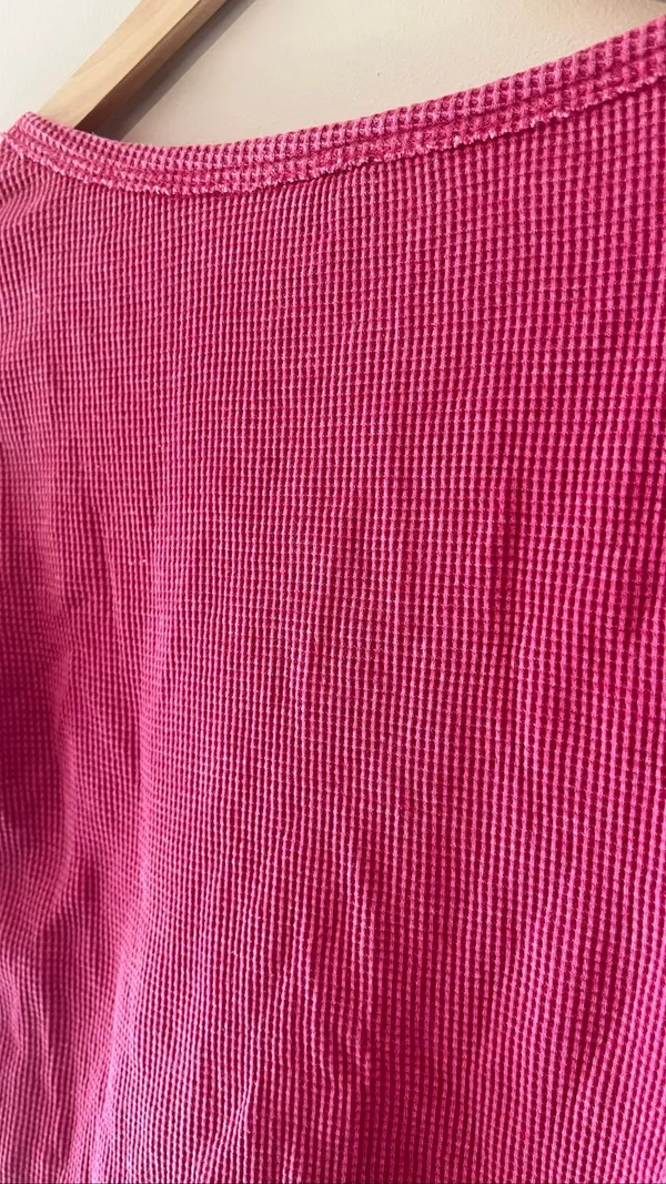 Pilcro and the Letterpress Pink Thermal Waffle Knit Long Sleeve Top Size Small - Image 5