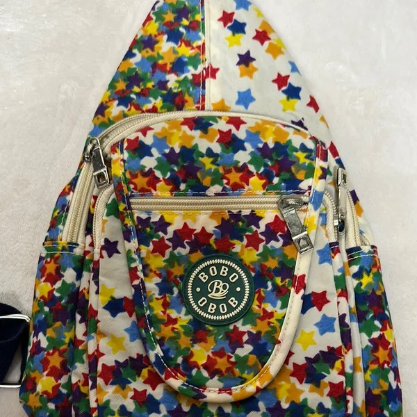 Blue and Yellow Mosaic Backpack with Adjustable Strap - Image 2