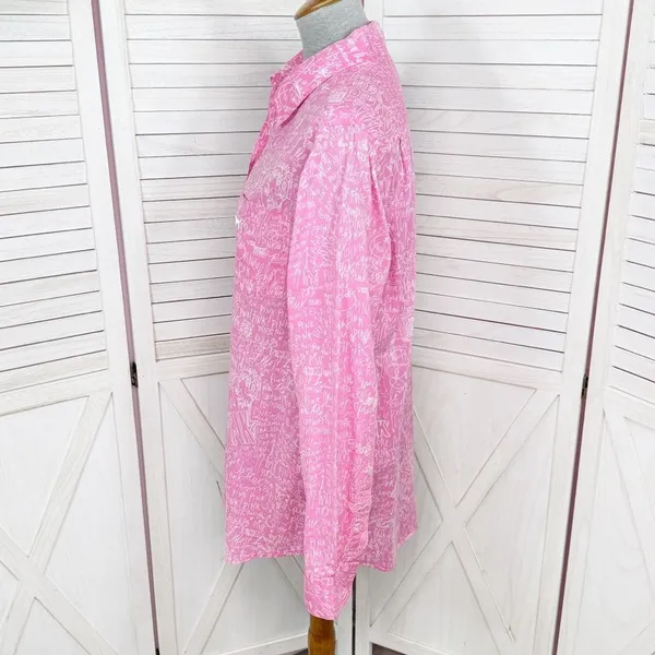 Vintage Pink Victorias Secret Graffiti Print Sleep Night Shirt Pink White Medium - Image 2