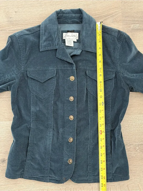 Live a Little Women’s Small Teal Corduroy Jacket Button Front Fitted Stretch - Image 5