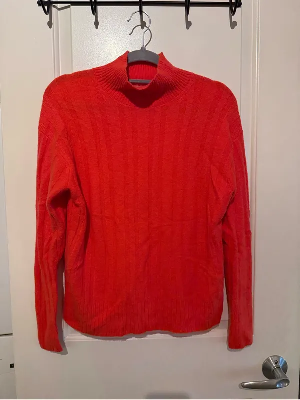 J.Crew Crew Red Orange Merino Wool Alpaca Turtleneck Sweater Size Small - Image 2