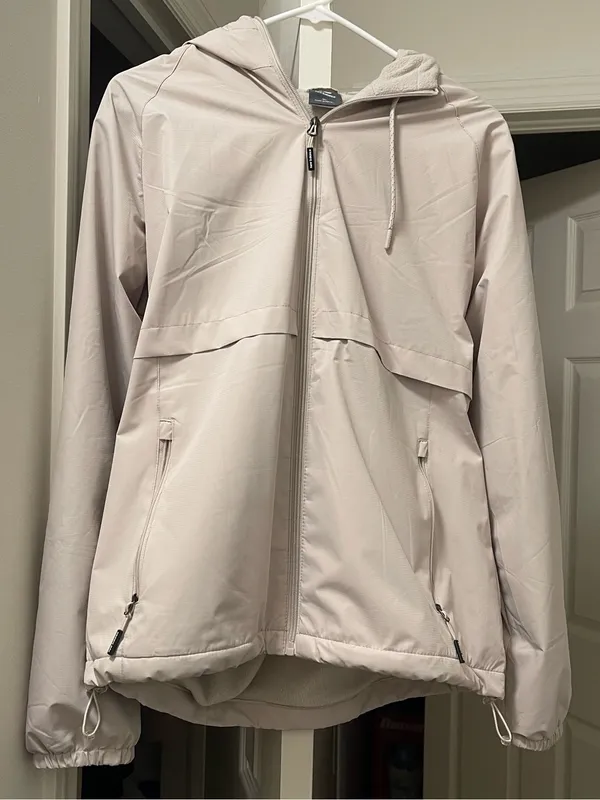 Women New Balance Beige Windbreaker Fleece Lined Jacket Fits Size M - Image 2