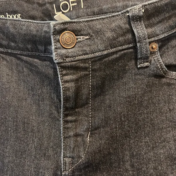 Loft Modern Bootcut Jeans Womens 32/14 Dark Wash Denim Stretch Mid Rise Western‎ - Image 3