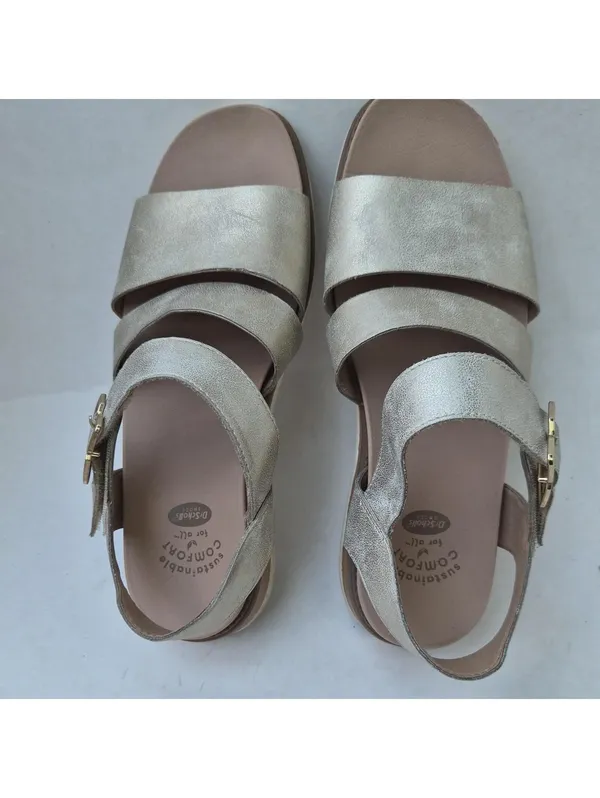 DR. SCHOLL'S Sustainable Comfort Beige Strappy Sandals Womens 7 M Metallic - Image 9