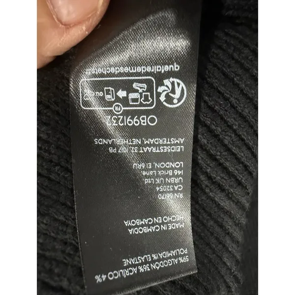 Free People Womens Sweater XS Black Ottoman Slouchy Tunic Ribbed Mock Neck New - Image 7