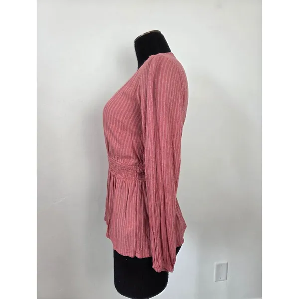 Downeast Pink Peplum Blouse Top Lolita Coquette Romantic Feminine Poetcore XS - Image 3