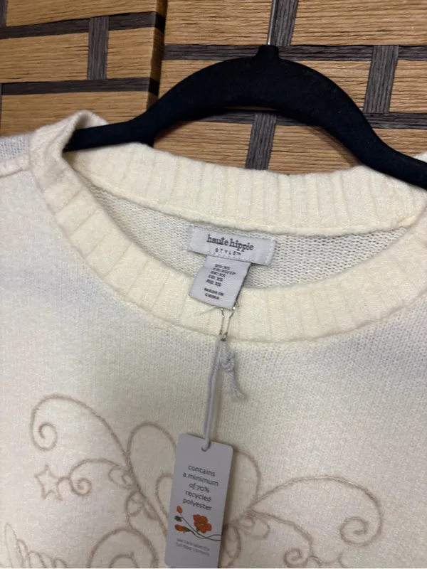 Haute hippie cream swan sweater size XS - Image 5
