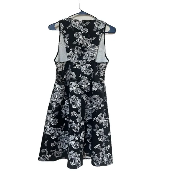 Altar’d State Fit & Flare Black Gray Short Dress Racer Back Romantic Chic Sz L - Image 2