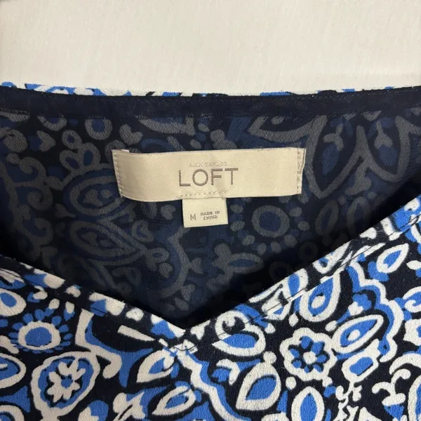 LOFT Maxi Dress Blue Paisley Criss Cross Back Boho Wedding Party‎ Coastal M - Image 8
