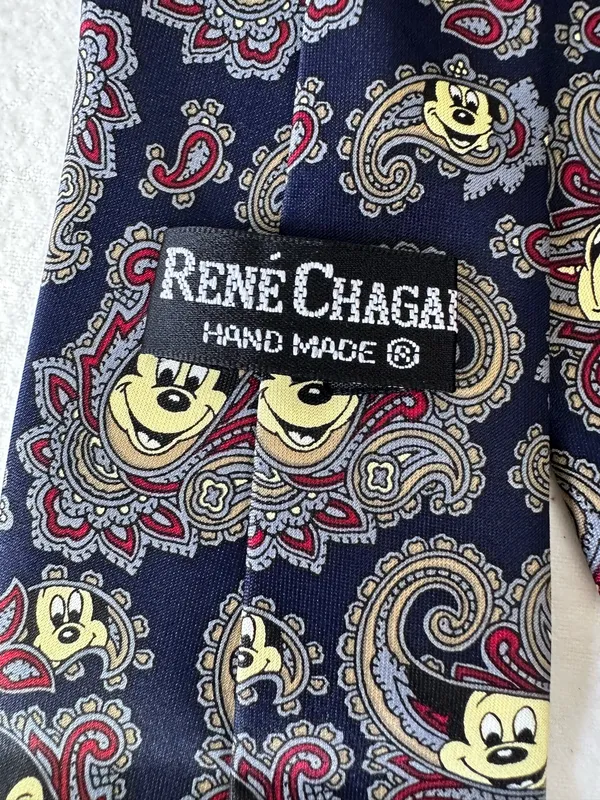 Disney Mickey Mouse Tie vintage Blue Paisley Neck Tie Silk Office Vacation. - Image 8