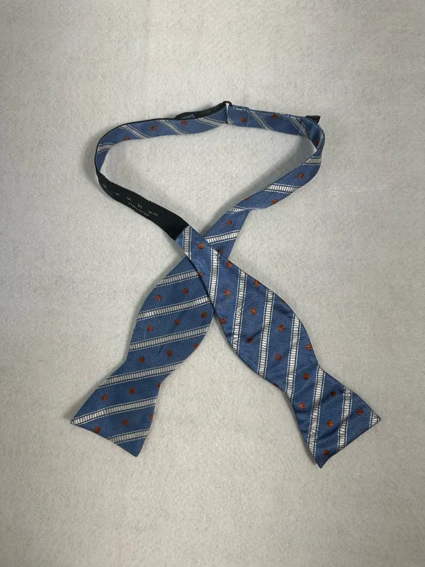 The Tie Bar Bow Tie Silk Mens Luxury Blue Adjustable Butterfly buckyball Tie - Image 2