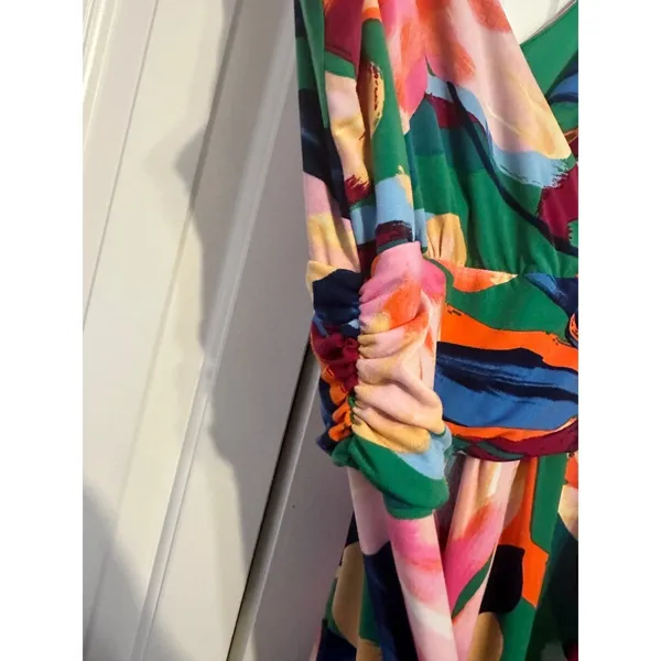 Pappagallo Maxi Dress Floral‎ Multicolor Small Excellent Ruched Empire Waist NWT - Image 6