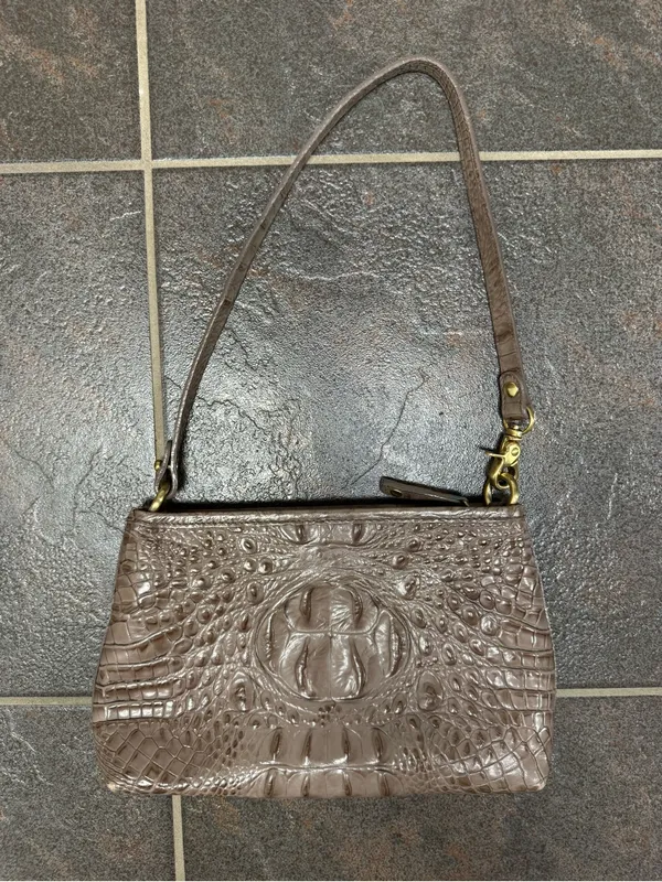Brahmin Melbourne Brûlée Anytime Mini Shoulder Bag Wristlet/Clutch Handbag Tan - Image 14