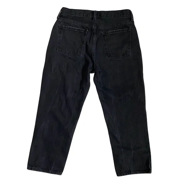 Old Navy Womens High Rise Slouchy Straight Distressed Black Cotton‎ Jeans Size 8 - Image 2