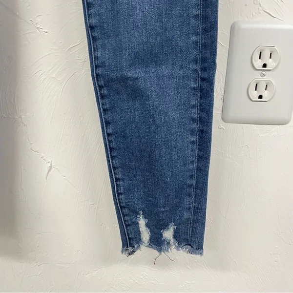 Good American Good Waist High Rise Skinny Jeans Womens 4 Raw Hem Blue Denim - Image 4