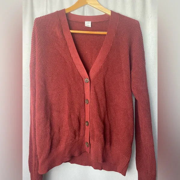 Melrose and Market Brick Red grandpacore Cardigan Sweater school College S - Image 2