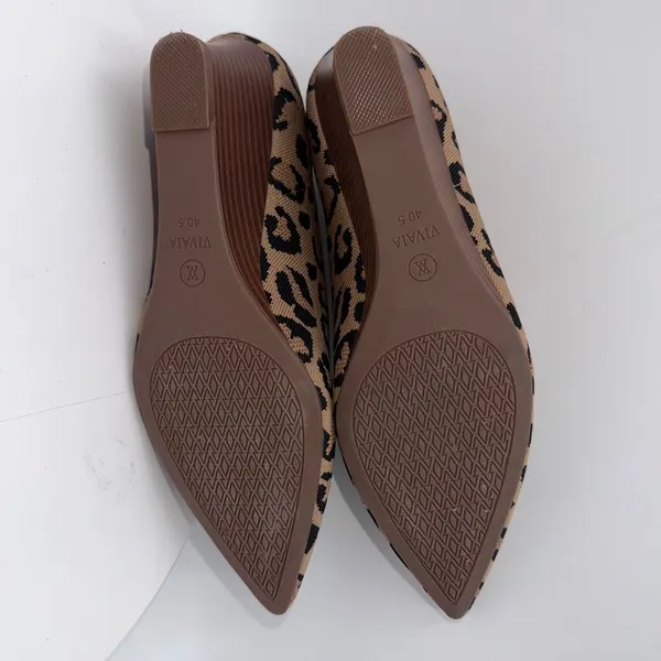 Vivaia Leopard Print Knit Pointed Toe Wedge Pumps Brown Black Size 40.5/9-9.5 - Image 7