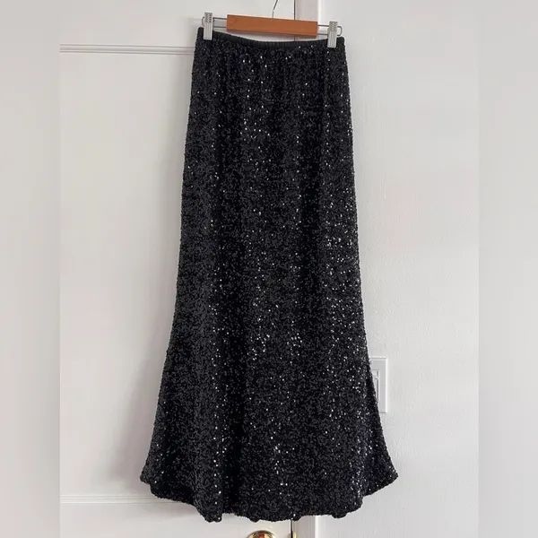 Gina Tricot mix & match sequin maxi skirt in black - Image 3