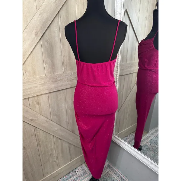 Fuschia Pink Asymmetrical Bodycon dress - Large - Image 4