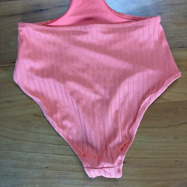 Aerie Ribbed Cut Out One‎ Piece Swimsuit Coral Peach XXS Full Coverage Monokini - Image 8