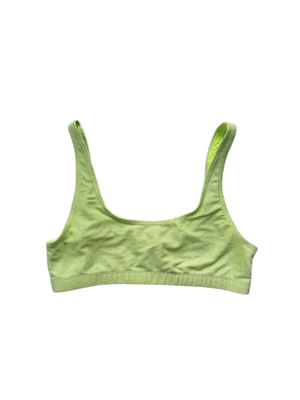 Good American Sparkle Metallic Bikini Top - Electric Lime size 3 (Large) - Image 2