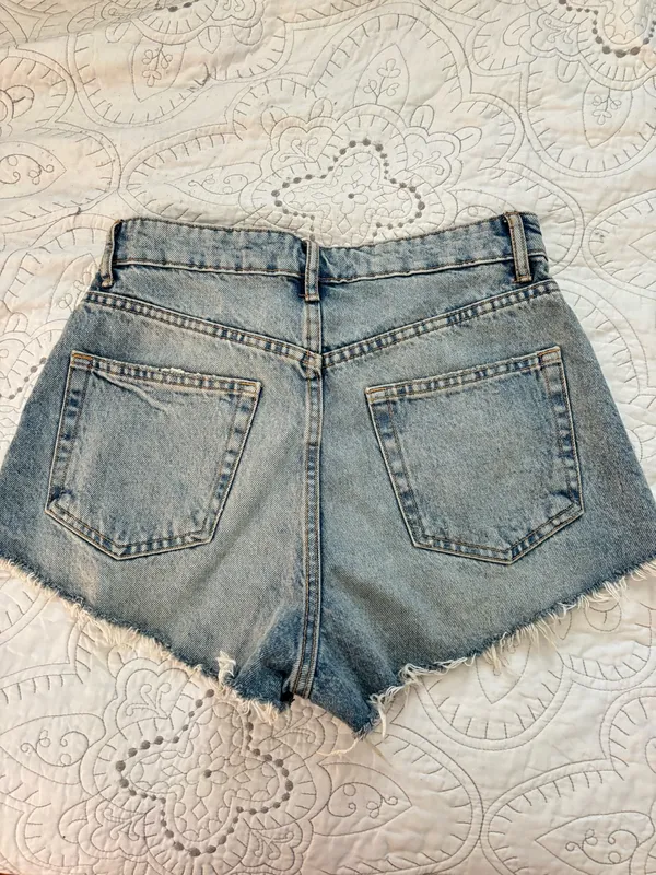 ZARA High-Waisted Denim Shorts Distressed - Image 3