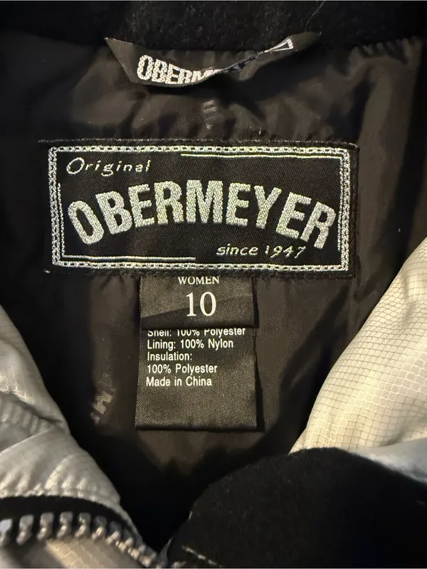Obermeyer Ski Jacket Womens Sz10 Blue Hooded Full Zip Coat Windbreaker Insulated - Image 2