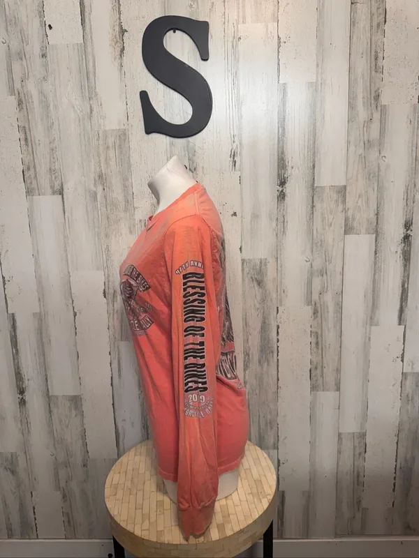 Blessing of the Bikes Motorcycle Rally Long Sleeve T-Shirt Mens S Reaper Coral - Image 2