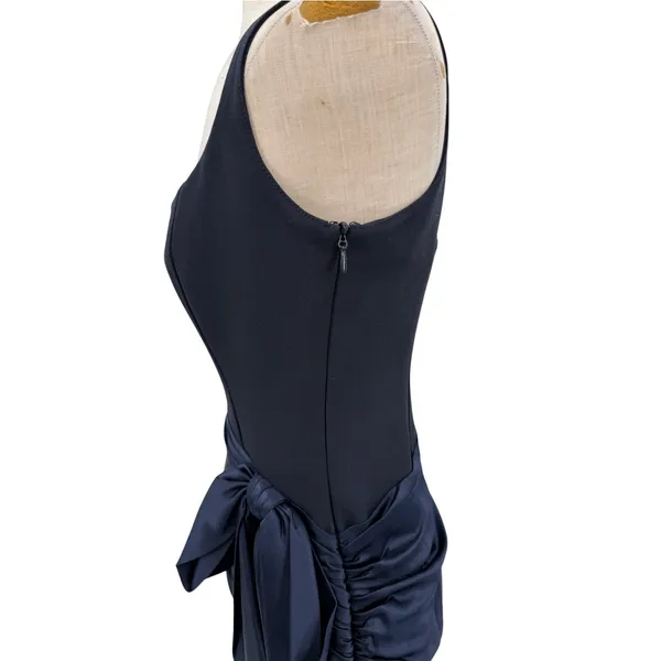 Cinq a Sept Marian Gown Navy Silk Draped Bow Side Slit Maxi Dress NWT Size 6 - Image 8