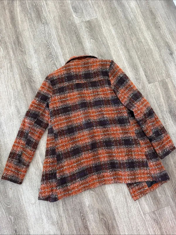 Jack by BB Dakota plaid checkered wool blend Y2K retro peacoat brown orange small - Image 9