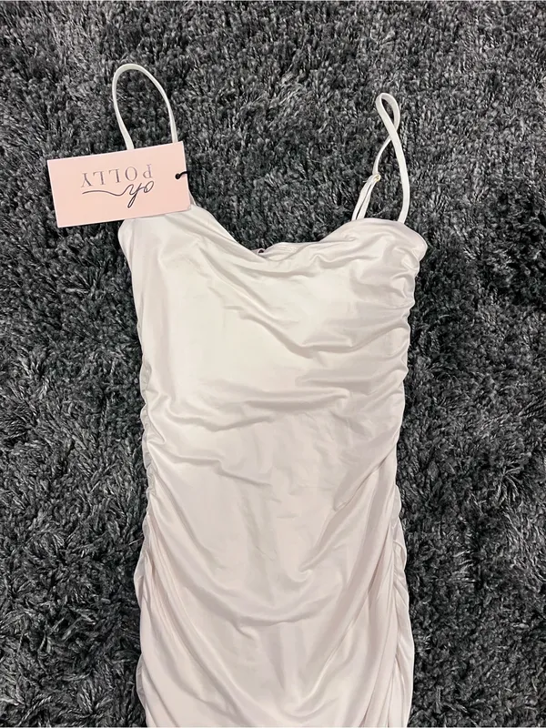 🌺Oh Polly Ivory Ruched Midi Dress Us Size 4 Nwt🌺 - Image 3