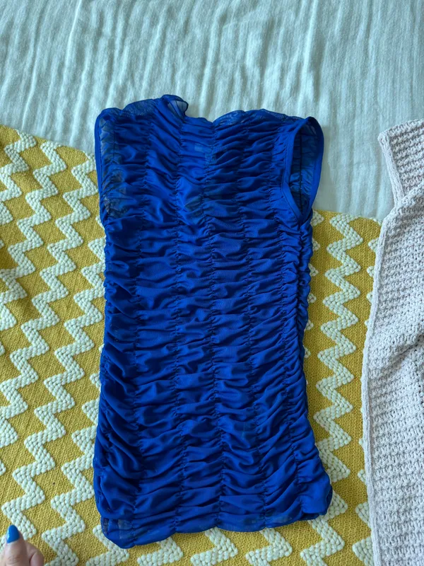 Topshop Blue Mesh High Neck Tank - Image 4