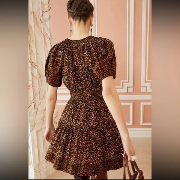 Ulla Johnson Mariana animal print dress fall 400$ boho designer formal revolve - Image 3