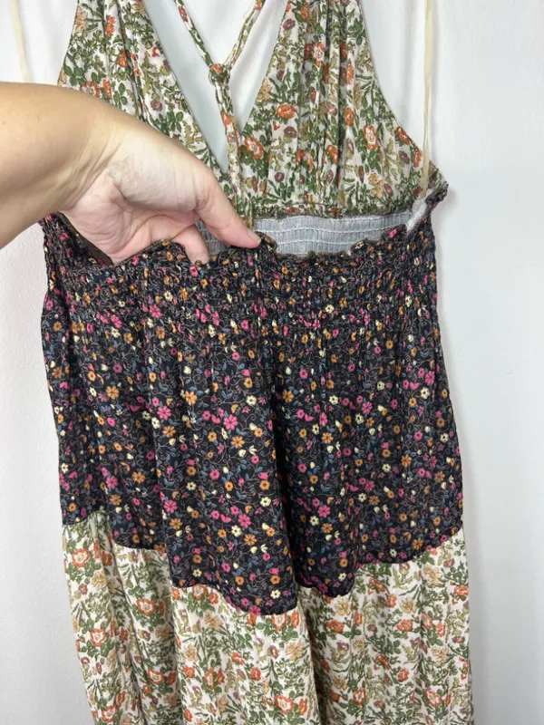 Romeo & Juliet Couture Floral Patchwork Maxi Dress Neutral Cottagecore Boho Med - Image 11