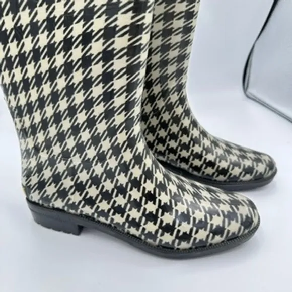 Lauren Ralph Lauren Houndstooth Tall‎ Rain Boots Women's Size 6 Classic Timeless - Image 5