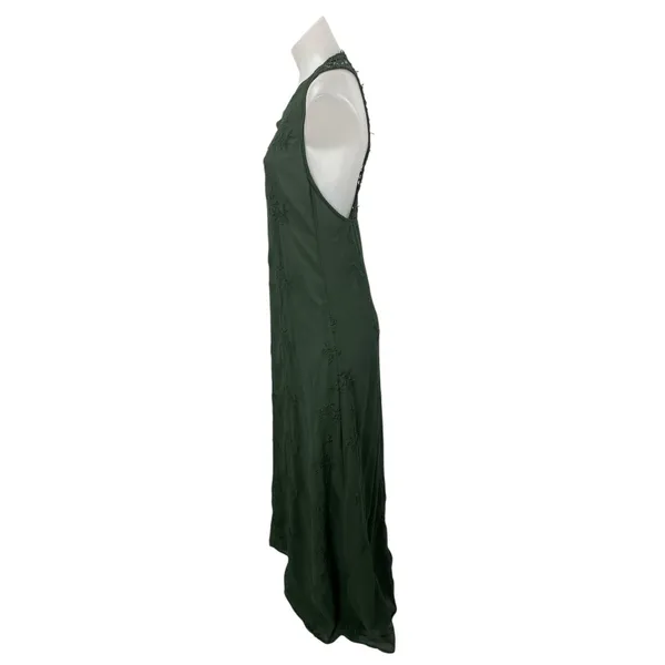 Zara Green Embroidered Floral Lace Sleeveless Tank Evening Maxi Dress Size S - Image 3