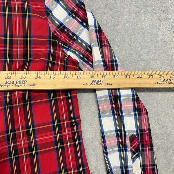 J Crew Top Womens XS‎ Red White Signature Fit Cotton Mixed Tartan Plaid BM033 - Image 8