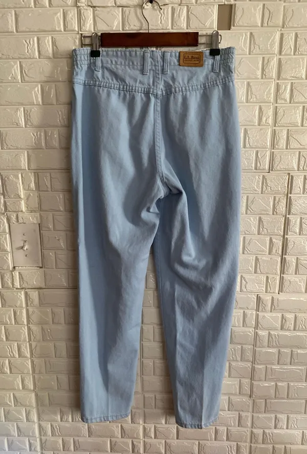 LL Bean Jeans Relaxed Fit Blue Denim Elastic Waist Inseam 27 Rise 10 Length 38 - Image 3