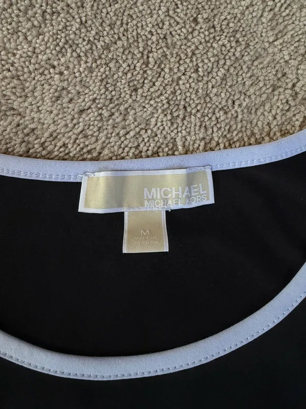 Michael Kors Black & White Trim Bell Sleeve Dress Size M - Image 3