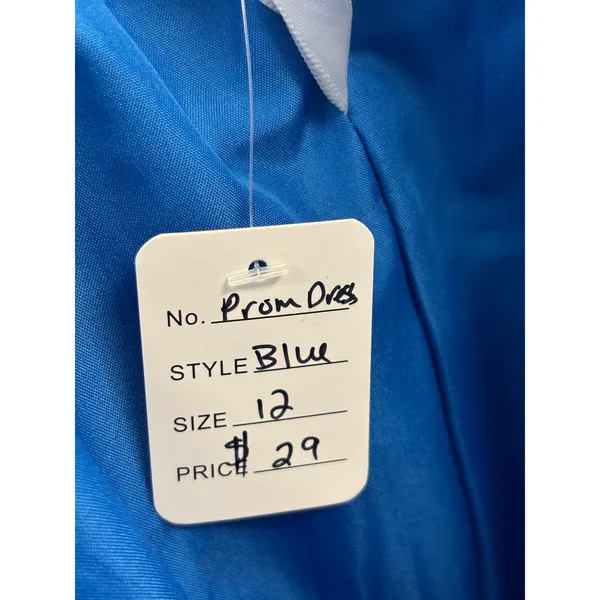 Royal Blue Off Shoulder‎ Prom Dress Lace Up Corset Back Chiffon Gown Size 12 - Image 4
