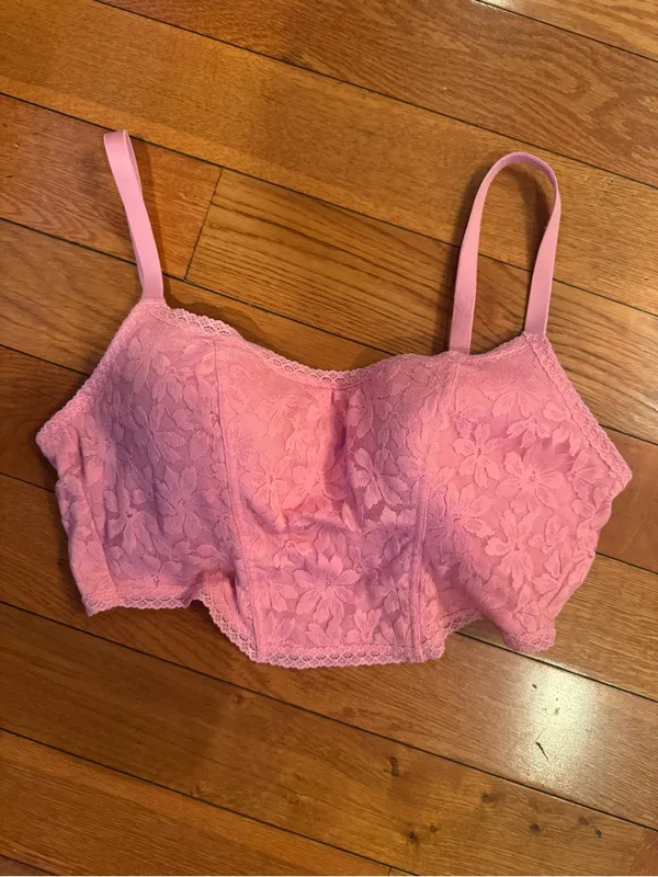 Victoria's Secret PINK Lace Lightly Lined Corset Top Bralette Pink Size L EUC - Image 2