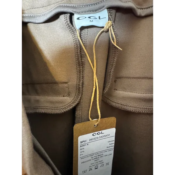 OGL Women M High Waisted Pleated Trousers Brown Wide Leg Dress Pants NEW - Image 8