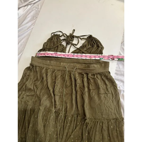 R. Vivimos Olive Green Boho Halter Dress • Size Medium / US 8–10 - Image 5