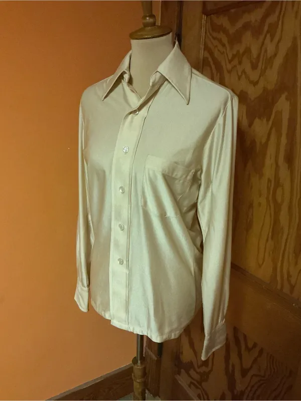 Vintage 70s Royal Knight Qiana Nylon Disco Shirt Dagger Collar - Image 6