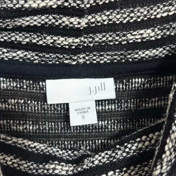 J.Jill Tunic Sweater Black White Striped Cowl Neck Lightweight Semi-Sheer Knit S - Image 7