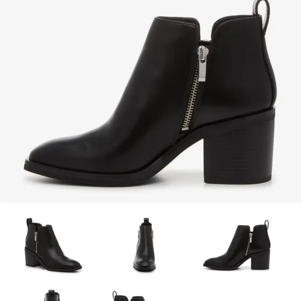Steve Madden Black Leather Side-Zip Block Heel Ankle Boots - Image 3