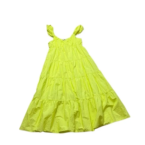 Skies are Blue Lime Yellow Tiered Maxi Dress Large - Image 4