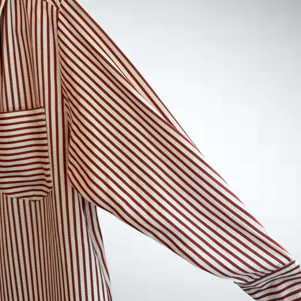 Entro Textured Stripe Button Down Shirt Dress in Rust Size S - Image 5