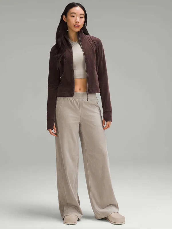 Lululemon Scuba Mid-Rise Wide-Leg Pant Velvet Cord Riverstone Size 2 - Image 3