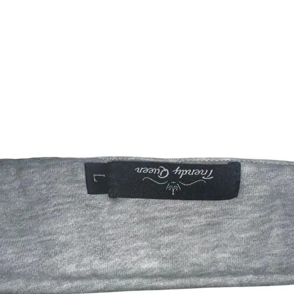 Trendy Queen Heather Grey Quarter Zip Oversized‎ Sweatshirt Pullover Large - Image 3